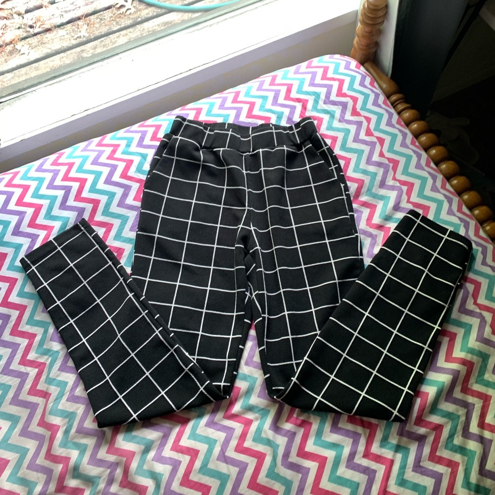Black and white plaid dress pants (small)